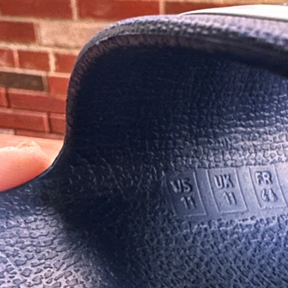 Adidas Adilette Slide Sandals Navy Blue White Three Stripe Mens Slides 11